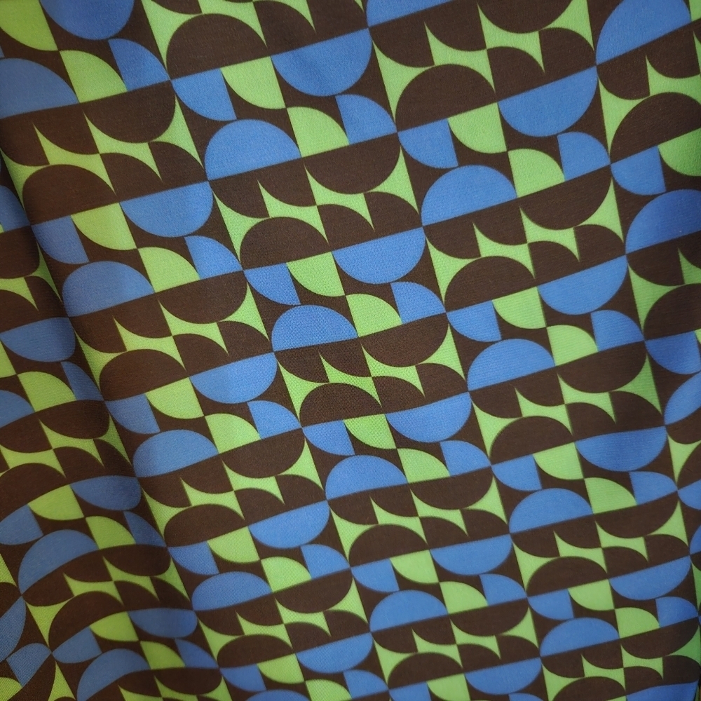 Zara Long Sleeve Geometric Mock Neck Mini Bodycon Dress Blue/Green/Black Large - Picture 7 of 7
